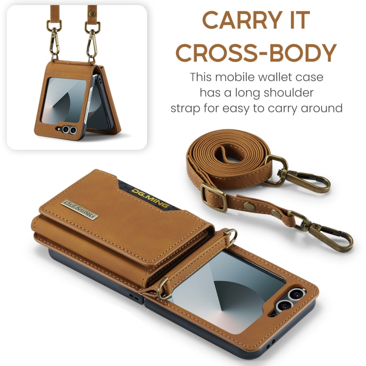 For Samsung Galaxy Z Flip6 DG.MING M2 Series Card Bag Magnetic Leather Phone Case
