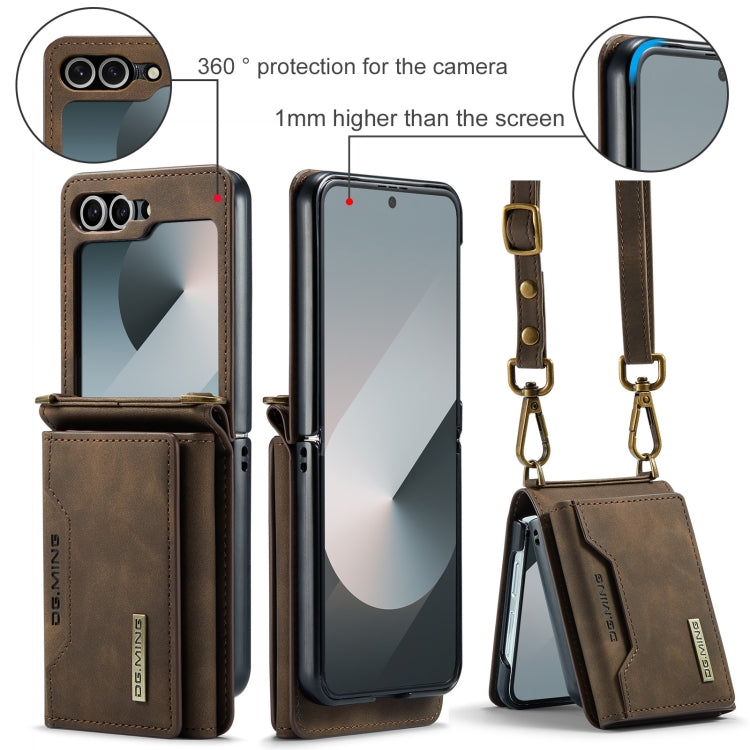 For Samsung Galaxy Z Flip6 DG.MING M2 Series Card Bag Magnetic Leather Phone Case
