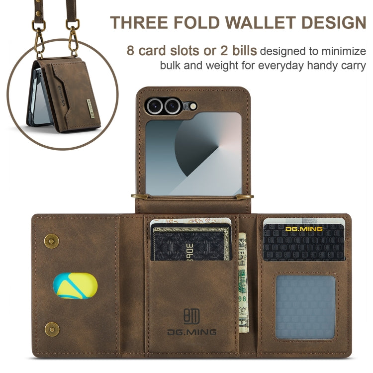 For Samsung Galaxy Z Flip6 DG.MING M2 Series Card Bag Magnetic Leather Phone Case