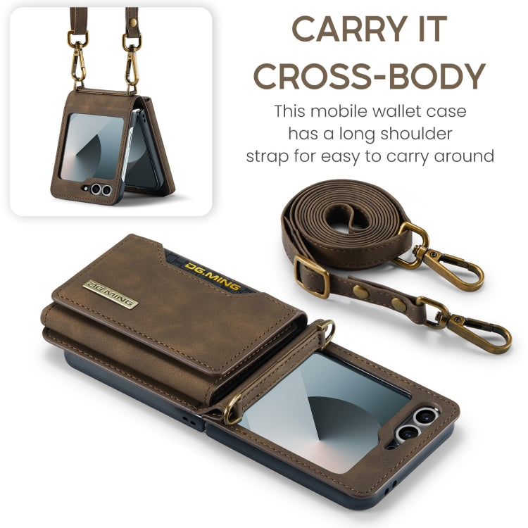 For Samsung Galaxy Z Flip6 DG.MING M2 Series Card Bag Magnetic Leather Phone Case