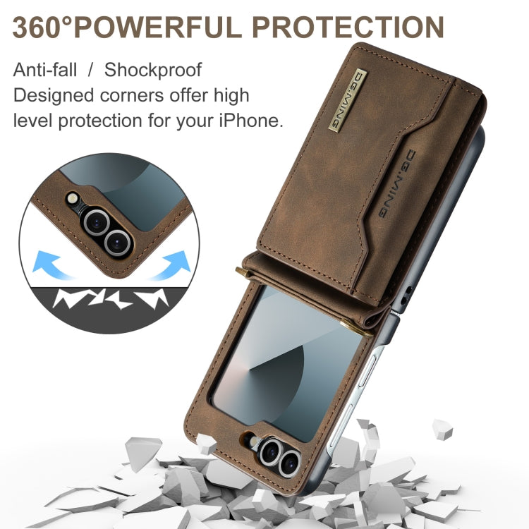 For Samsung Galaxy Z Flip6 DG.MING M2 Series Card Bag Magnetic Leather Phone Case