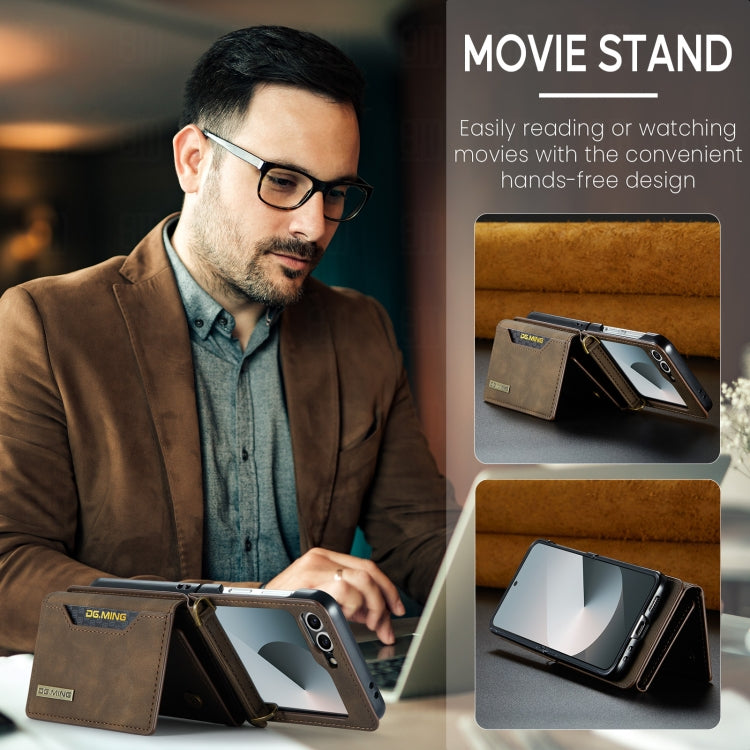 For Samsung Galaxy Z Flip6 DG.MING M2 Series Card Bag Magnetic Leather Phone Case