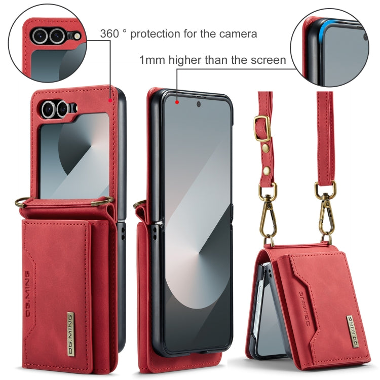 For Samsung Galaxy Z Flip6 DG.MING M2 Series Card Bag Magnetic Leather Phone Case