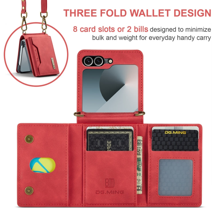 For Samsung Galaxy Z Flip6 DG.MING M2 Series Card Bag Magnetic Leather Phone Case