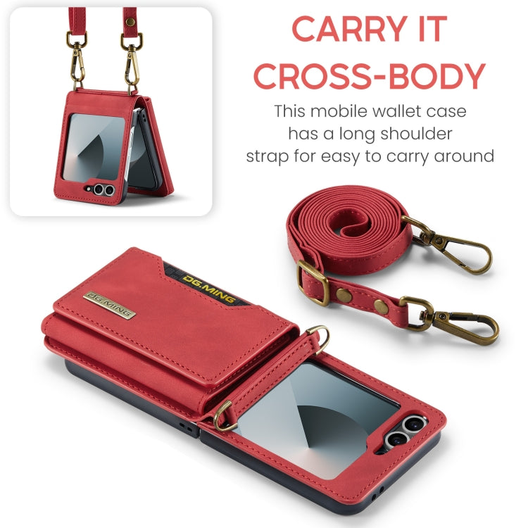 For Samsung Galaxy Z Flip6 DG.MING M2 Series Card Bag Magnetic Leather Phone Case