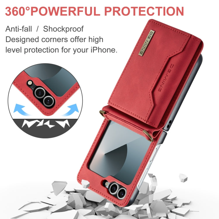 For Samsung Galaxy Z Flip6 DG.MING M2 Series Card Bag Magnetic Leather Phone Case