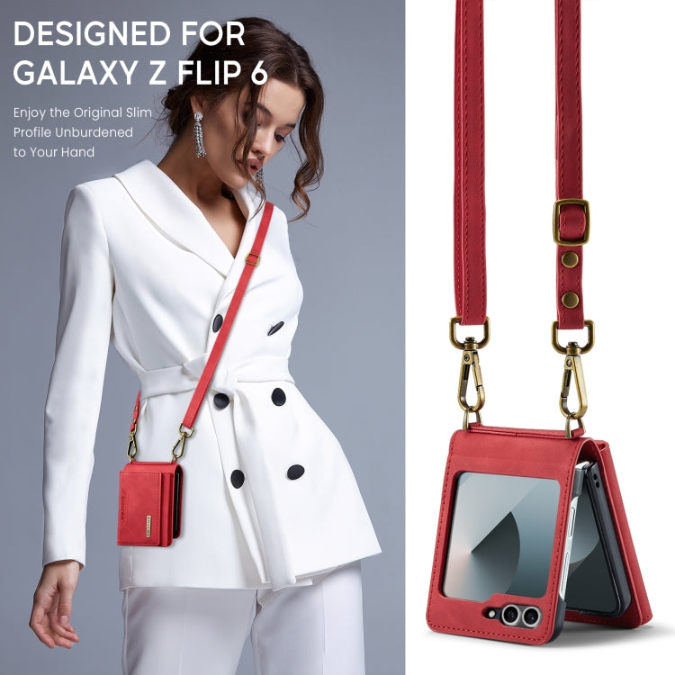 For Samsung Galaxy Z Flip6 DG.MING M2 Series Card Bag Magnetic Leather Phone Case