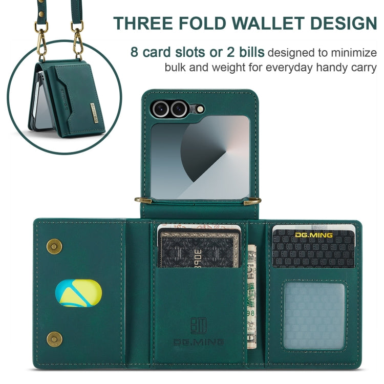 For Samsung Galaxy Z Flip6 DG.MING M2 Series Card Bag Magnetic Leather Phone Case