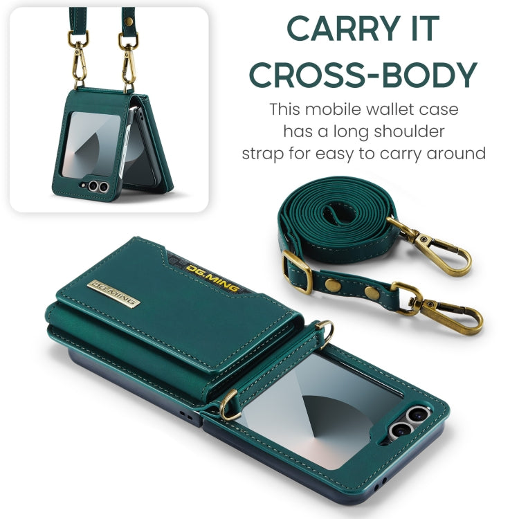 For Samsung Galaxy Z Flip6 DG.MING M2 Series Card Bag Magnetic Leather Phone Case