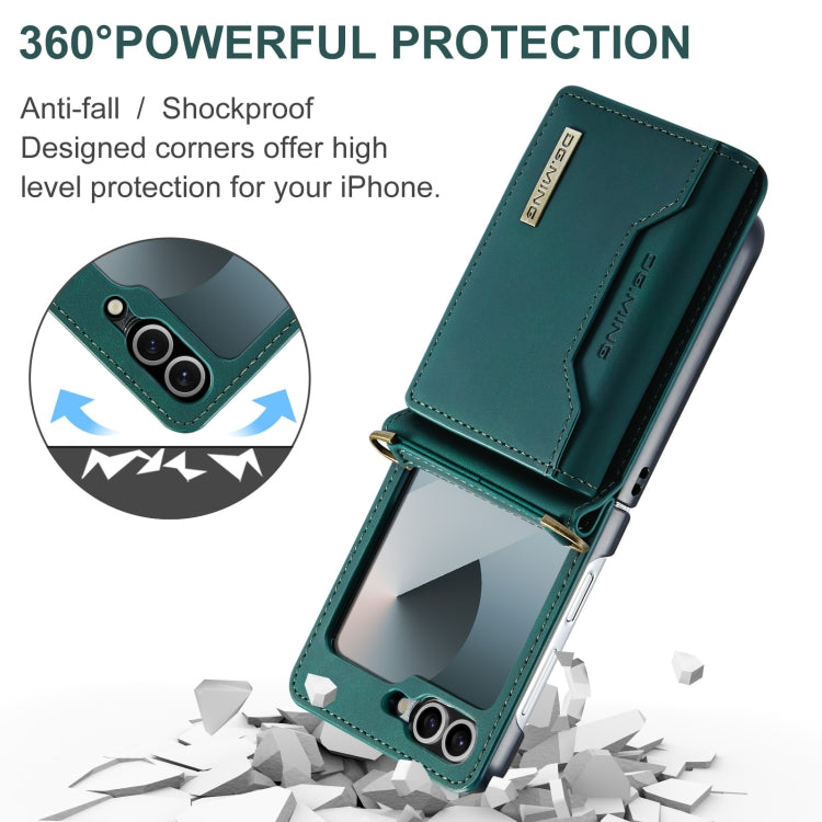 For Samsung Galaxy Z Flip6 DG.MING M2 Series Card Bag Magnetic Leather Phone Case