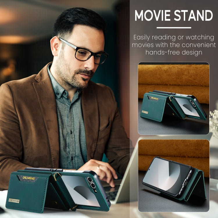 For Samsung Galaxy Z Flip6 DG.MING M2 Series Card Bag Magnetic Leather Phone Case