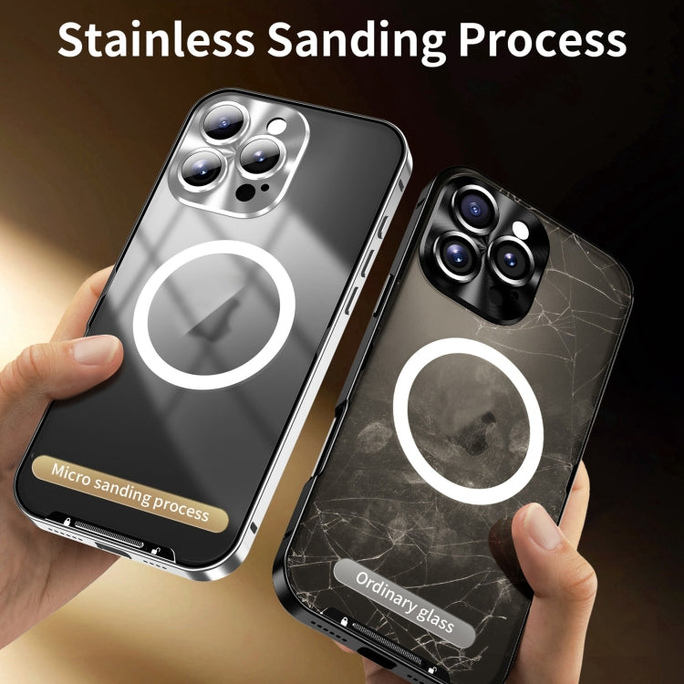 For iPhone 16 Pro Max Frosted MagSafe Magnetic Metal Phone Case