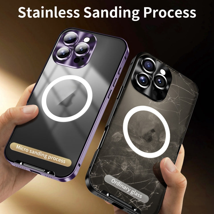 For iPhone 16 Pro Max Frosted MagSafe Magnetic Metal Phone Case
