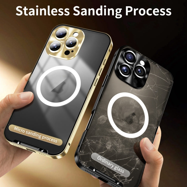 For iPhone 16 Pro Max Frosted MagSafe Magnetic Metal Phone Case