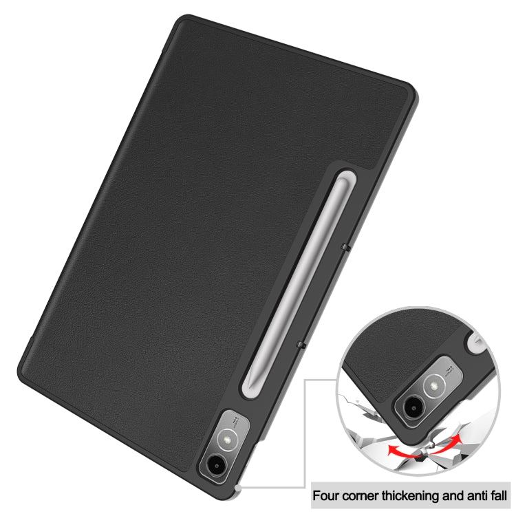 For Lenovo Tab P12/Xiaoxin Pad Pro 12.7 inch Custer Solid Color 3-Fold Stand Leather Tablet Case