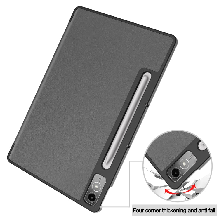 For Lenovo Tab P12/Xiaoxin Pad Pro 12.7 inch Custer Solid Color 3-Fold Stand Leather Tablet Case