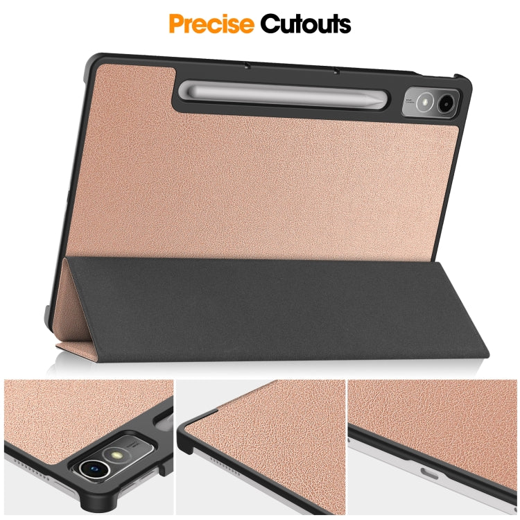 For Lenovo Tab P12/Xiaoxin Pad Pro 12.7 inch Custer Solid Color 3-Fold Stand Leather Tablet Case