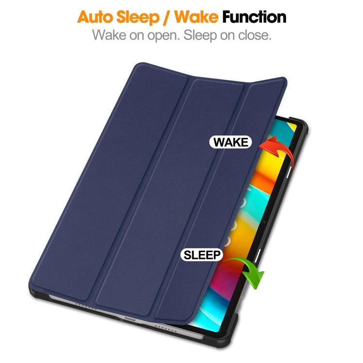 For Teclast T50 Pro Custer Solid Color 3-Fold Stand Leather Tablet Case