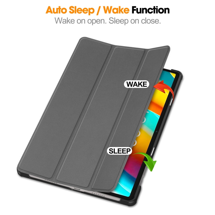 For Teclast T50 Pro Custer Solid Color 3-Fold Stand Leather Tablet Case