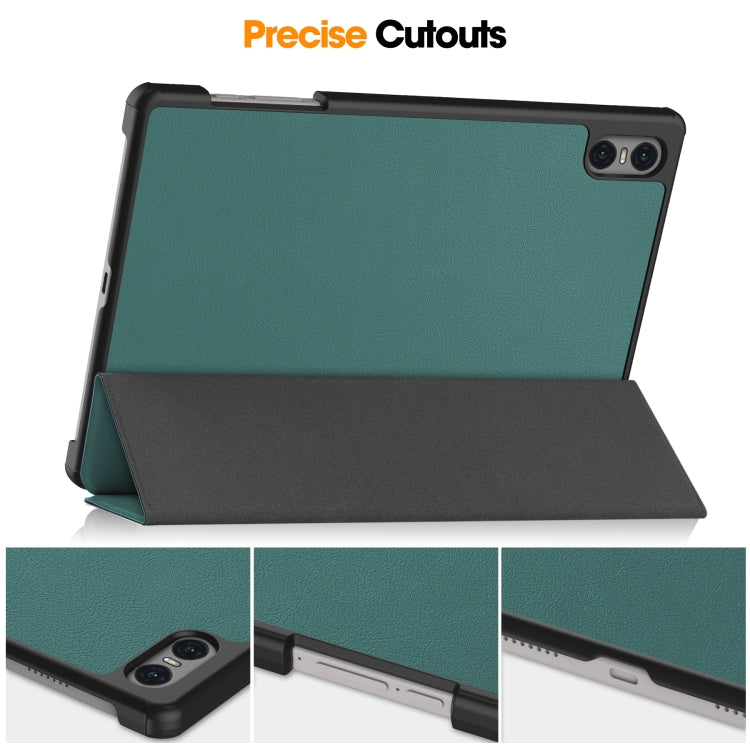 For Teclast T50 Pro Custer Solid Color 3-Fold Stand Leather Tablet Case