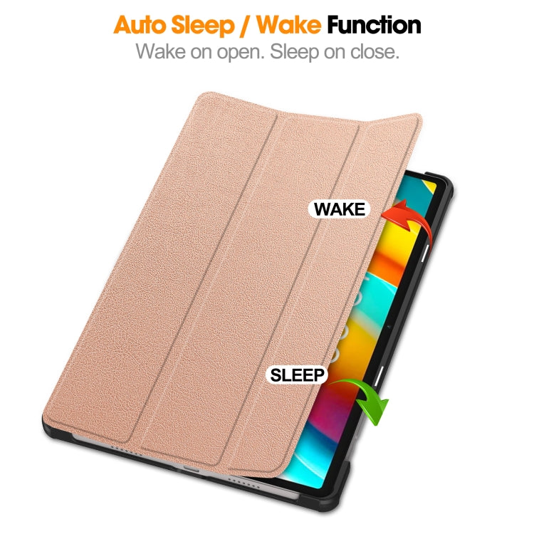 For Teclast T50 Pro Custer Solid Color 3-Fold Stand Leather Tablet Case