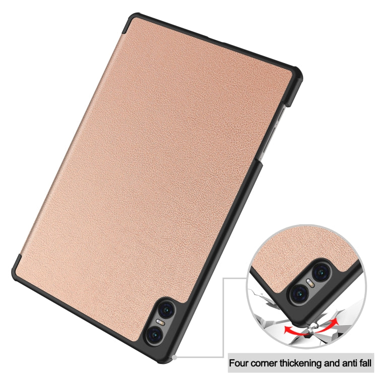 For Teclast T50 Pro Custer Solid Color 3-Fold Stand Leather Tablet Case