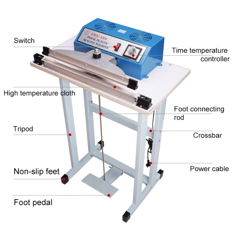 Pedal Type Sealing Machine Heat Shrinkable Film Cutting Machine Plastic Bag Sealer, EU Plug, Specification:Model 600