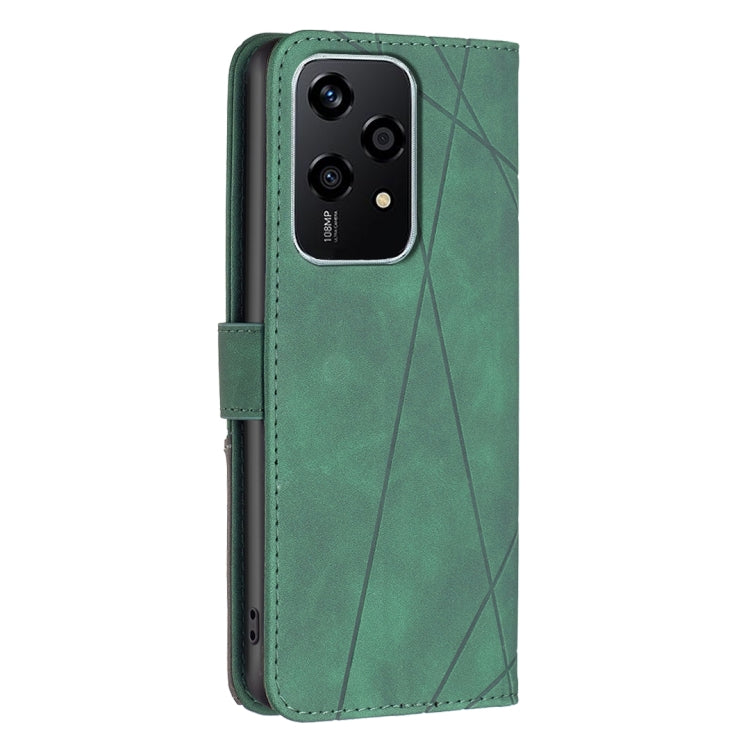 For Honor 200 Lite Global Magnetic Buckle Rhombus Texture Leather Phone Case