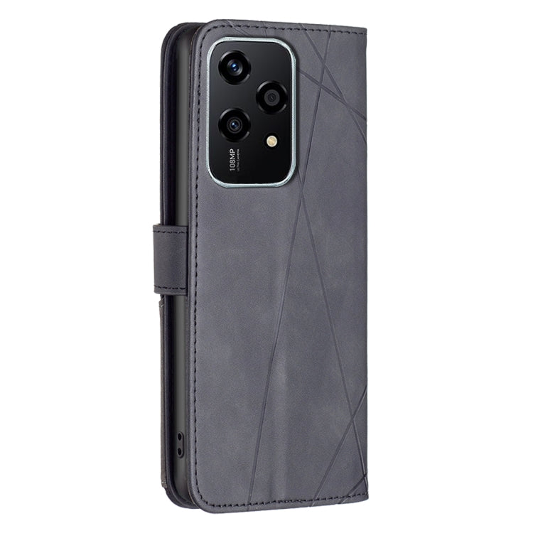 For Honor 200 Lite Global Magnetic Buckle Rhombus Texture Leather Phone Case