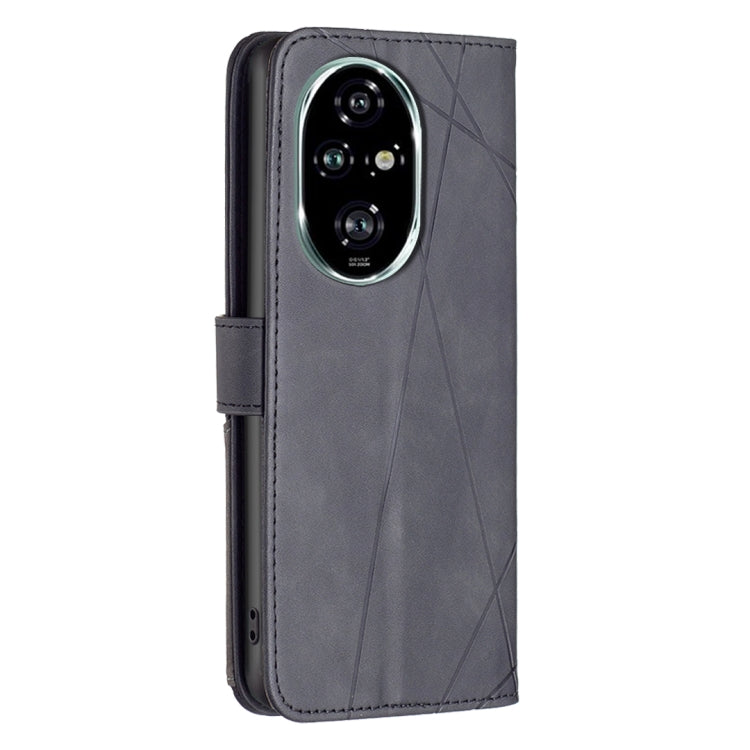 For Honor 200 Pro Magnetic Buckle Rhombus Texture Leather Phone Case