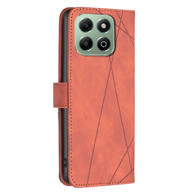 For Honor X6b Magnetic Buckle Rhombus Texture Leather Phone Case