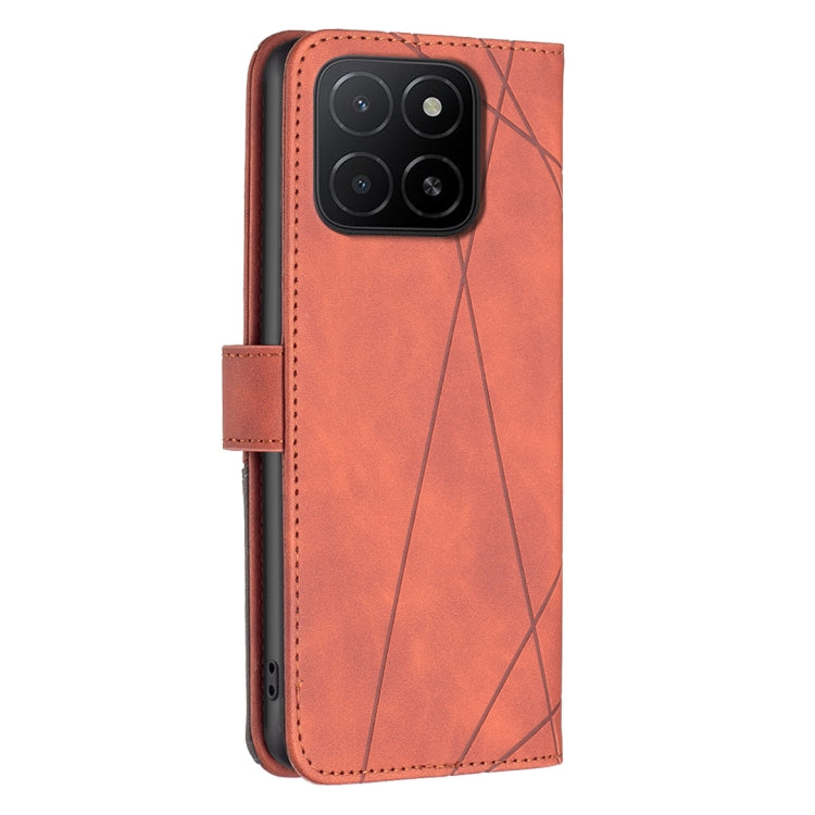 For Honor X5b Magnetic Buckle Rhombus Texture Leather Phone Case