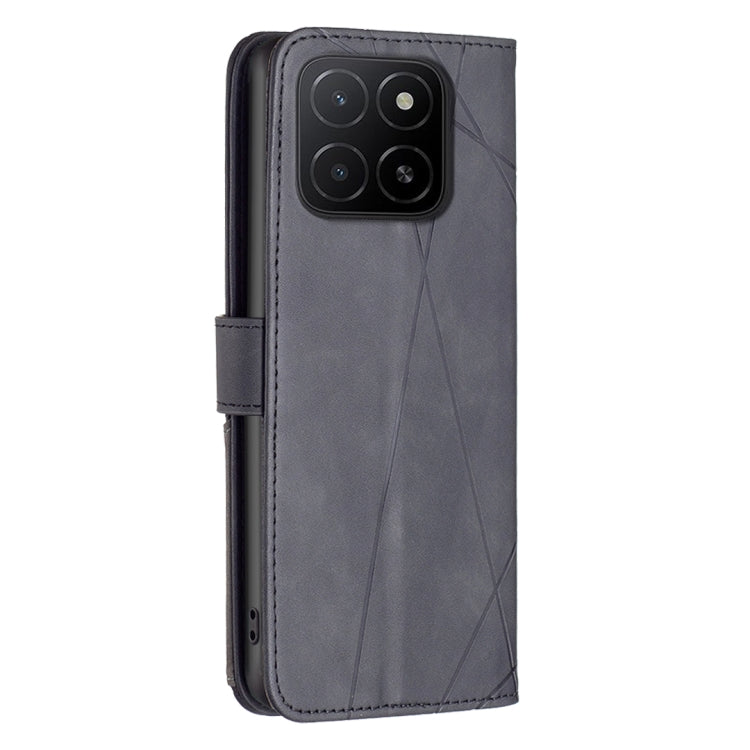 For Honor X5b Magnetic Buckle Rhombus Texture Leather Phone Case