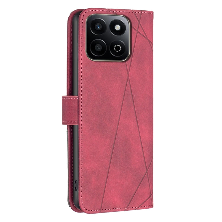 For Honor 200 Smart / X7C Magnetic Buckle Rhombus Texture Leather Phone Case