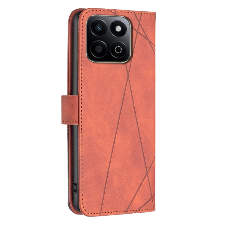 For Honor 200 Smart / X7C Magnetic Buckle Rhombus Texture Leather Phone Case