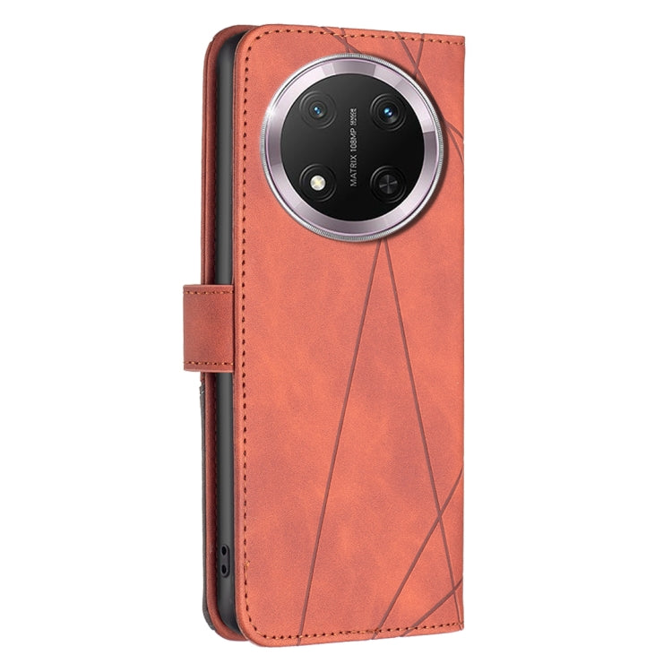 For Honor X9c 5G Global Magnetic Buckle Rhombus Texture Leather Phone Case