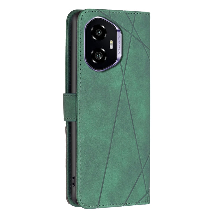 For Honor 300 Magnetic Buckle Rhombus Texture Leather Phone Case