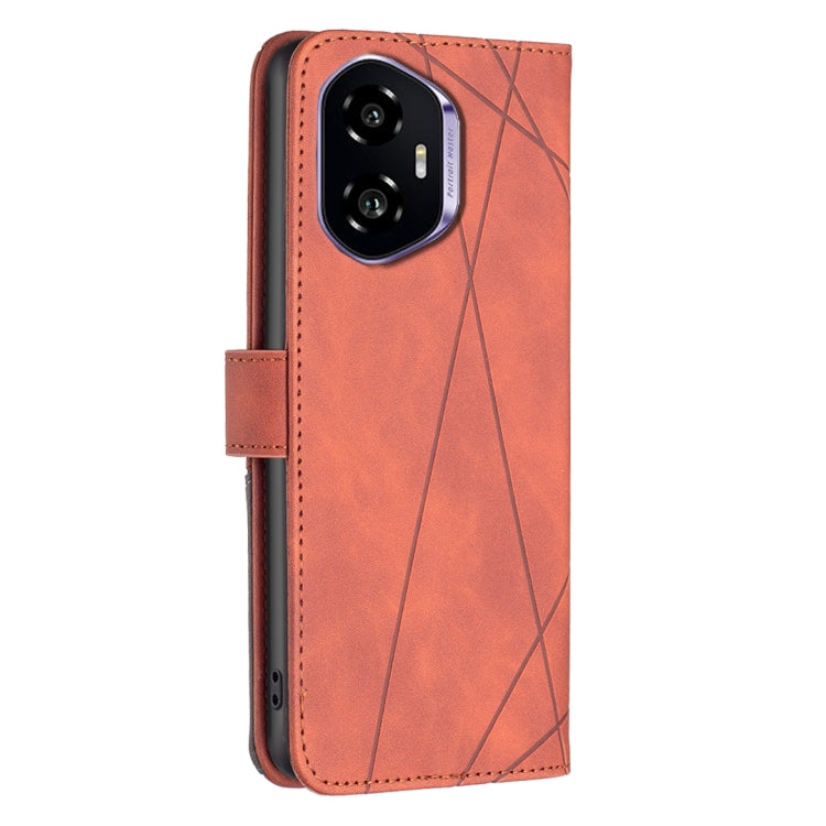 For Honor 300 Magnetic Buckle Rhombus Texture Leather Phone Case