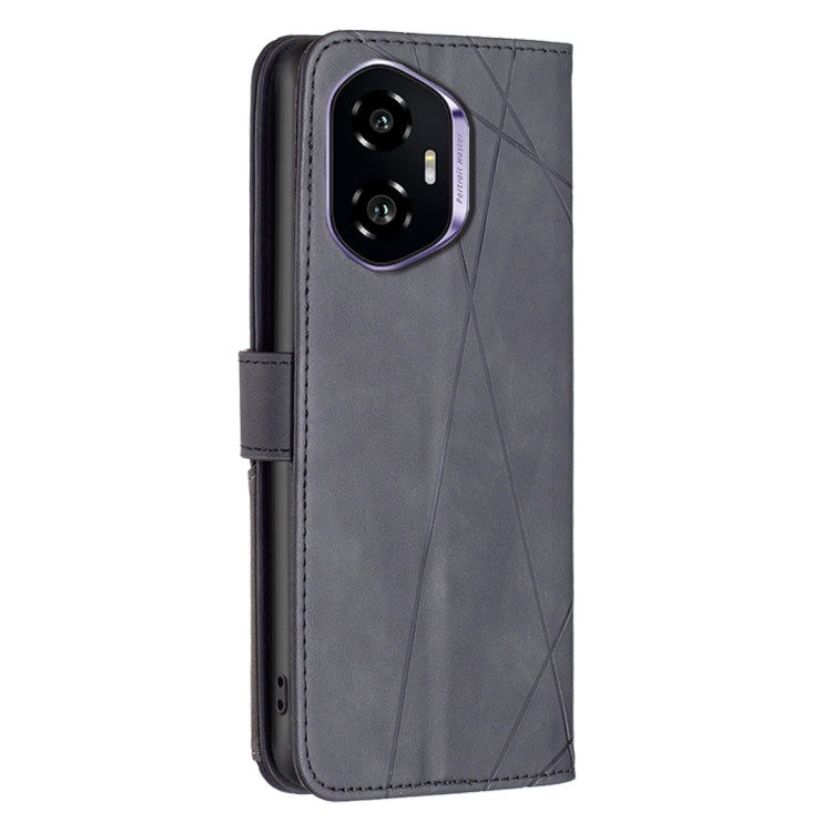 For Honor 300 Magnetic Buckle Rhombus Texture Leather Phone Case