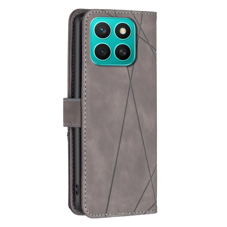 For Honor X8c 4G Magnetic Buckle Rhombus Texture Leather Phone Case