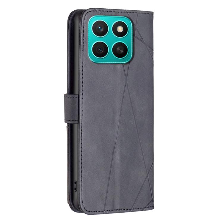 For Honor X8c 4G Magnetic Buckle Rhombus Texture Leather Phone Case