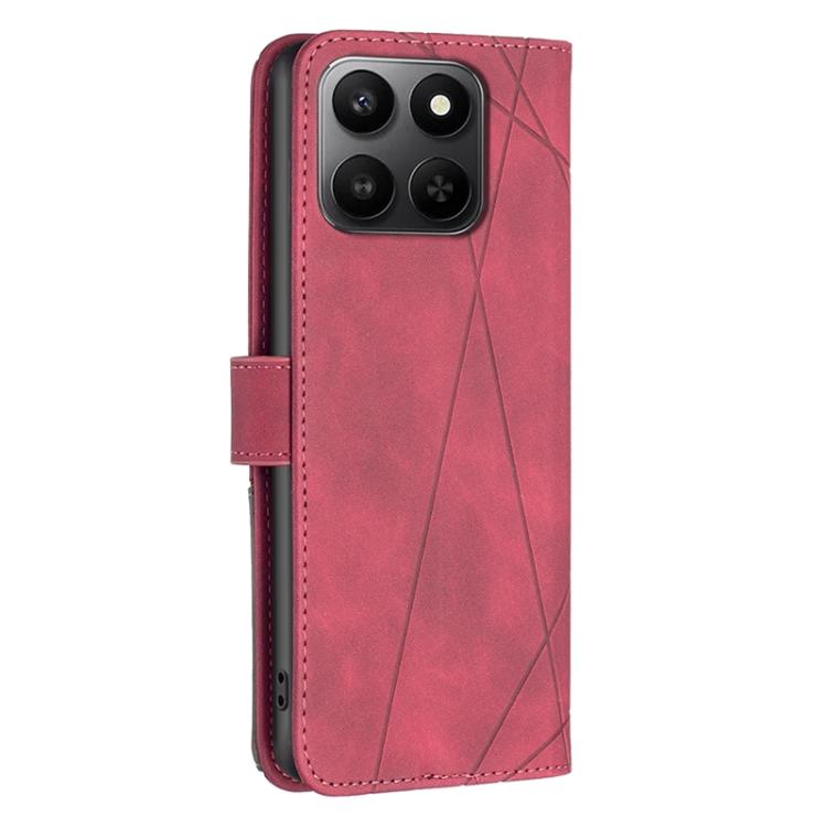 For Honor X7d 5G Magnetic Buckle Rhombus Texture Leather Phone Case