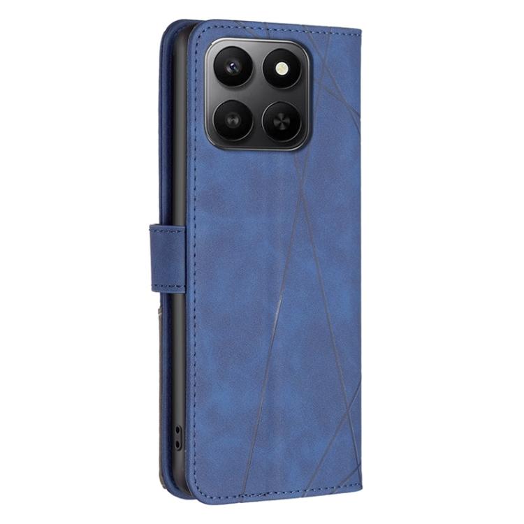 For Honor X7d 5G Magnetic Buckle Rhombus Texture Leather Phone Case