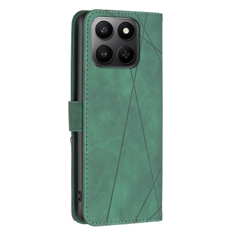 For Honor X7d 5G Magnetic Buckle Rhombus Texture Leather Phone Case