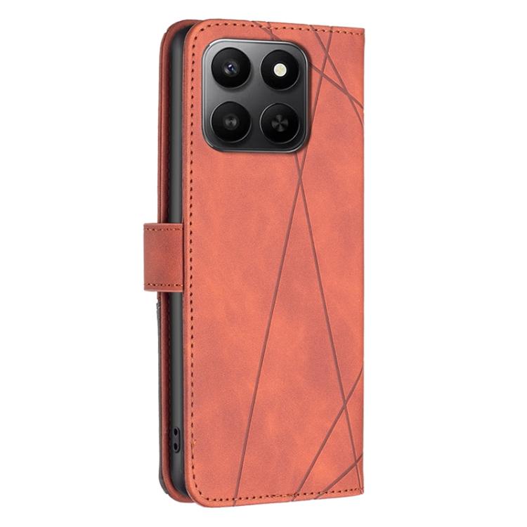 For Honor X7d 5G Magnetic Buckle Rhombus Texture Leather Phone Case
