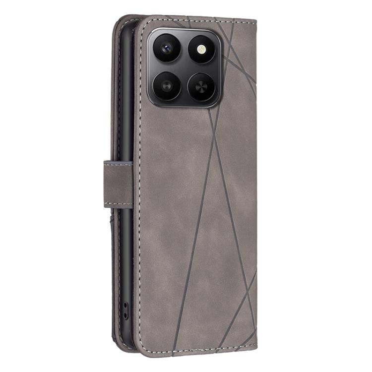 For Honor X7d 5G Magnetic Buckle Rhombus Texture Leather Phone Case