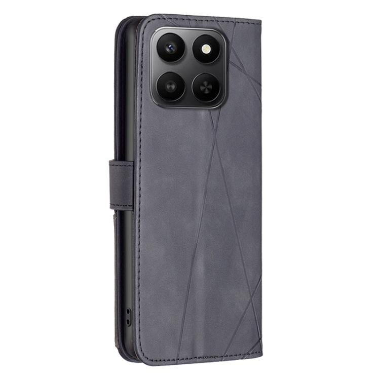 For Honor X7d 5G Magnetic Buckle Rhombus Texture Leather Phone Case