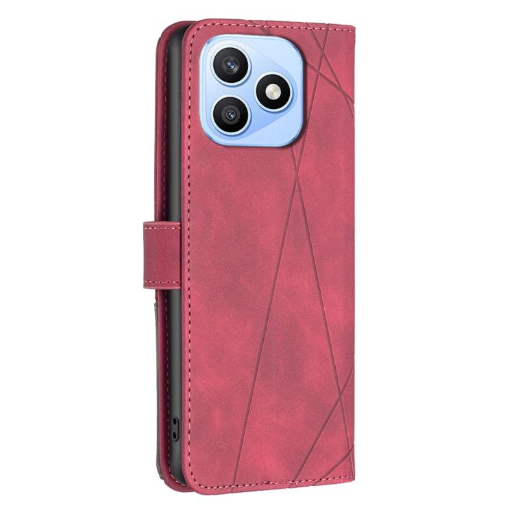 For Honor X8d 4G Magnetic Buckle Rhombus Texture Leather Phone Case