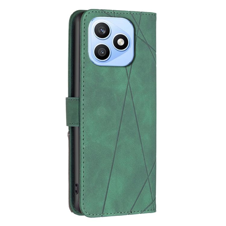For Honor X8d 4G Magnetic Buckle Rhombus Texture Leather Phone Case