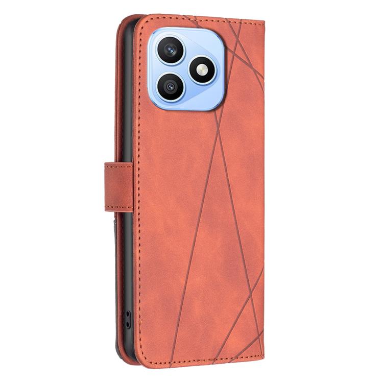 For Honor X8d 4G Magnetic Buckle Rhombus Texture Leather Phone Case
